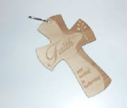 ZLazr Laser Engraving - Wooden custom designed lased cut and laser engraved "Faith" cross.